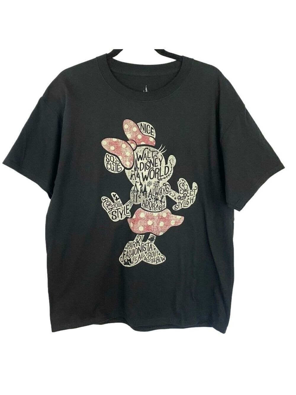 New Walt Disney World Women's Black T-Shirt with Minnie Mouse Silhouette Size L